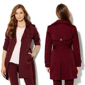 FALL coat jacket trench by Ny&Co / Ny and Company SZ M - Red / Burgundy